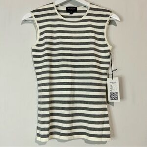 Rondina Women’s Sleeveless Striped Tank Top Grey Off White Size XS NWT